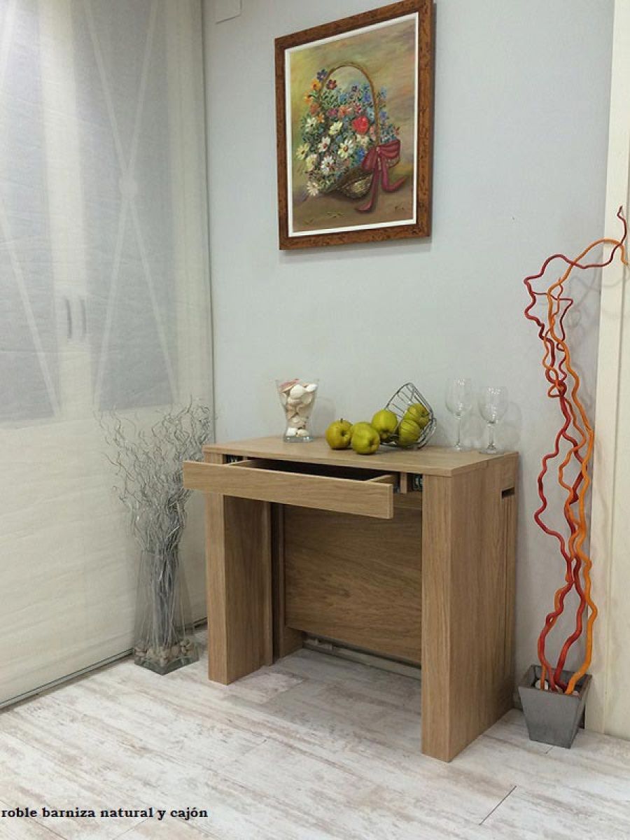 mesas-consolas-cajón-extensible-madera